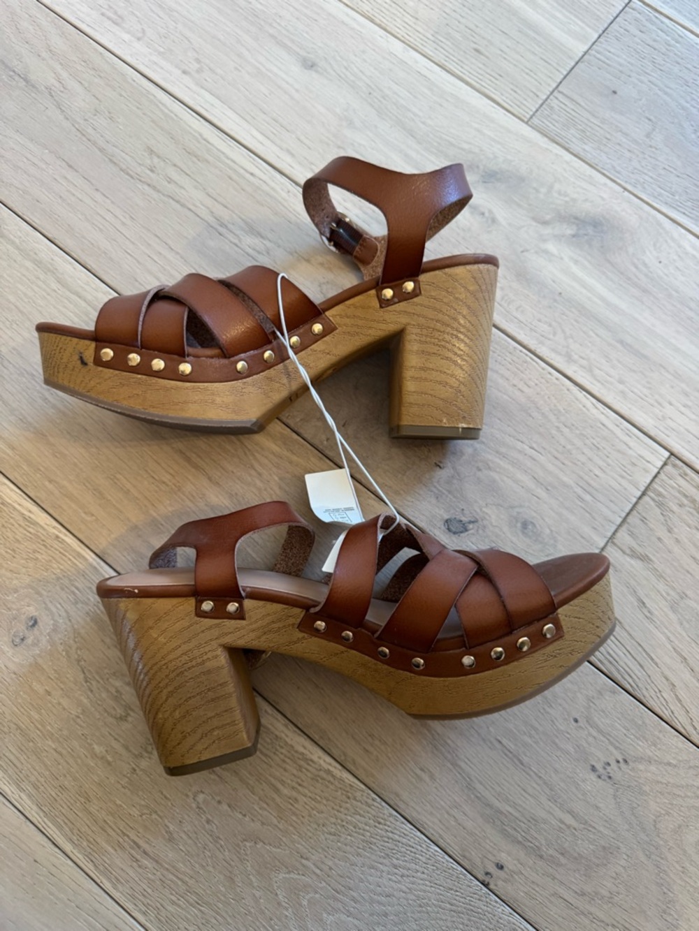 Old Navy Brown Leather-Look Platform Sandals